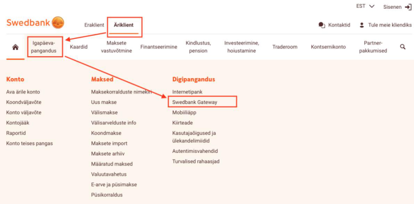 Teenuselepingu sõlmimine Swedbankiga, juhendi lk 13