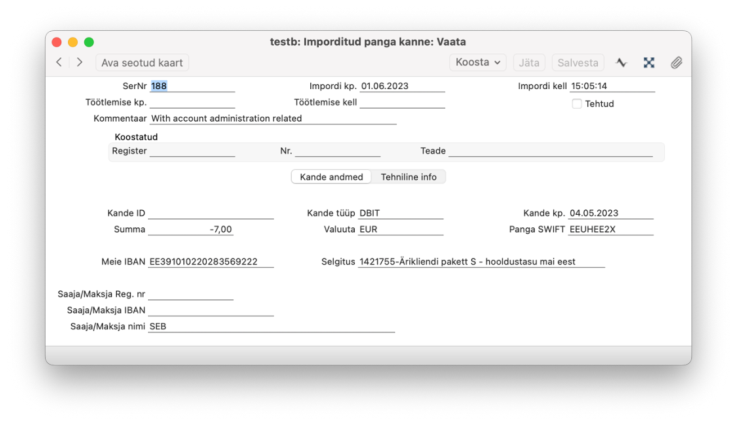 Register „Töötlemata kanded“, juhendi lk 36