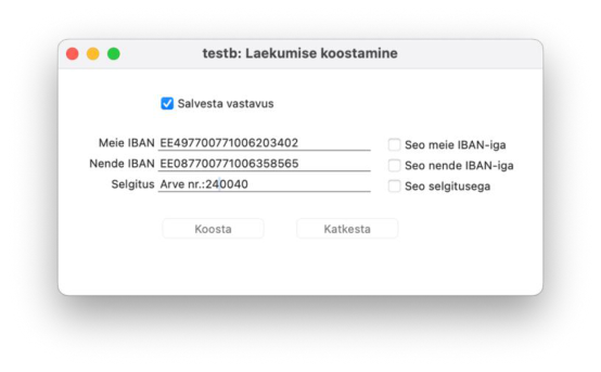 Laekumise/tasumise/väljamakse koostamine, juhendi lk 40