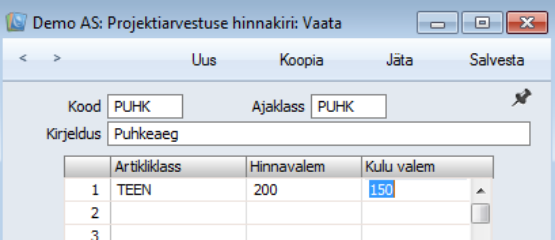 Projektiarvestuse hinnakirjad, juhendi lk 10