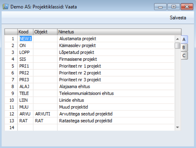 Projektiklassid, juhendi lk 11