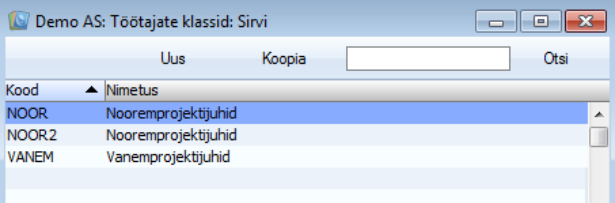 Töötajate klassid, juhendi lk 12