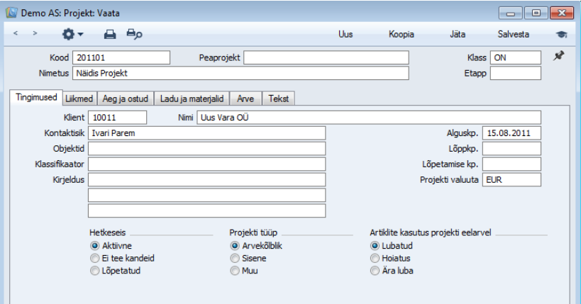 Uue projekti sisestamine, juhendi lk 13