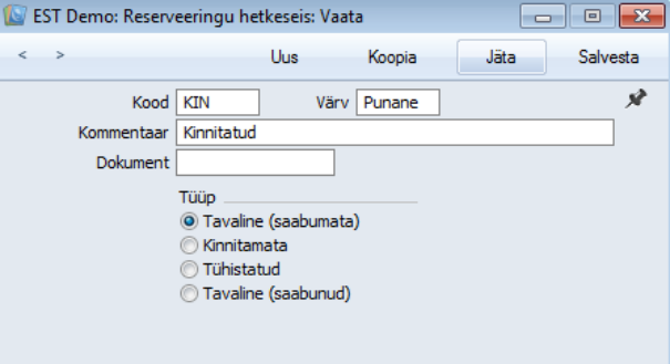 Reserveeringu hetkeseis, juhendi lk 10