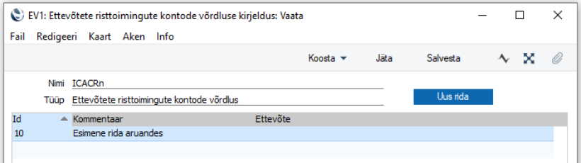II. Aruanne „Ettevõtete risttoimingute kontode võrdlus“, juhendi lk 6