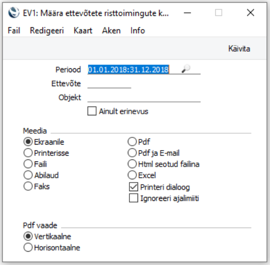 II. Aruanne „Ettevõtete risttoimingute kontode võrdlus“, juhendi lk 9