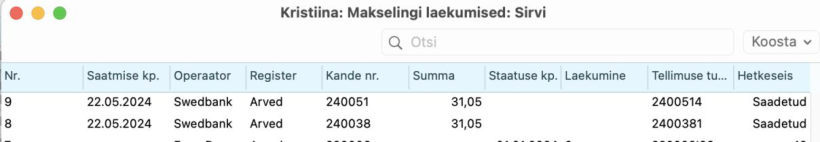 Makselingi  laekumised, juhendi lk 5
