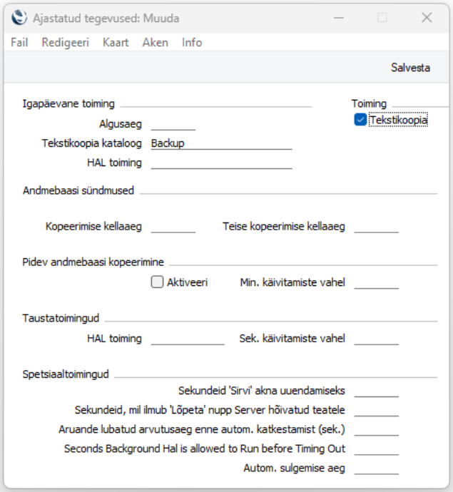Ajastatud tegevused:, juhendi lk 3