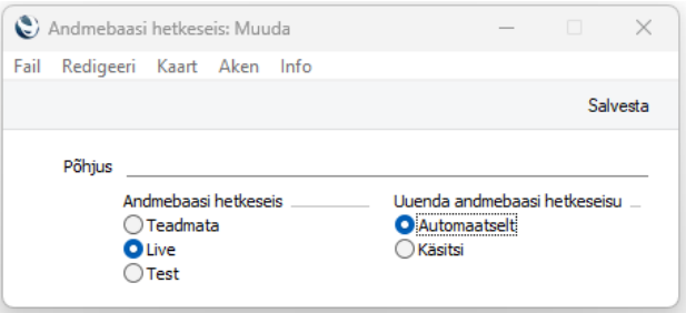 Andmebaasi hetkeseis, juhendi lk 4