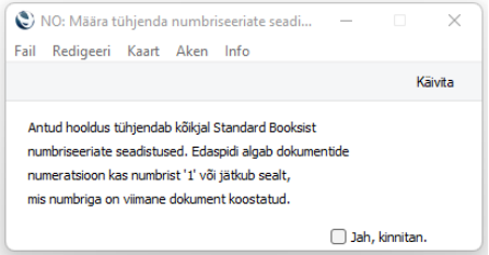 Tühjenda numbriseeriate seadistused, juhendi lk 16