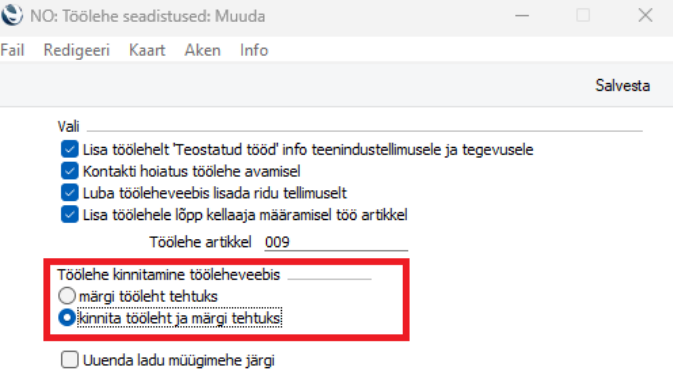 11. Töölehe kinnitamine, juhendi lk 26