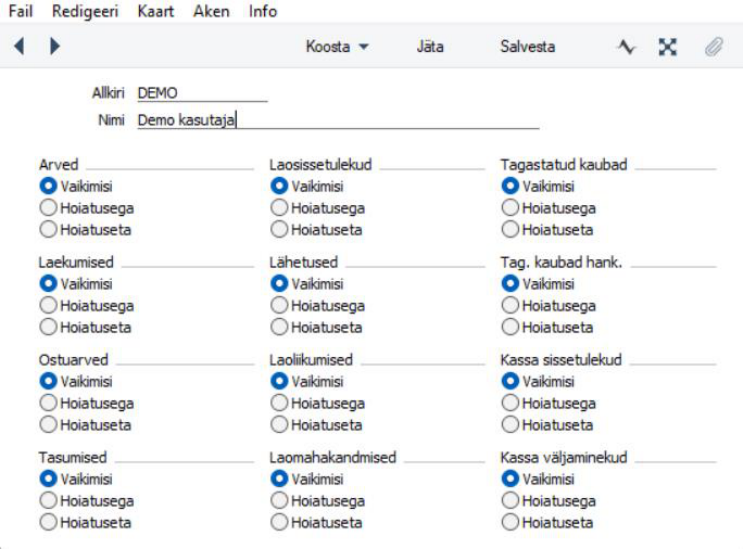 Kasutaja hoiatused kinnitamata kaartidel, juhendi lk 19