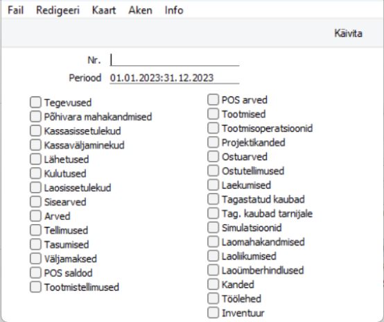 Kustuta vanad toimingud, juhendi lk 77