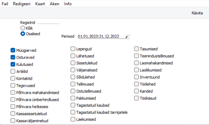 Manustatud failide eksport, juhendi lk 78